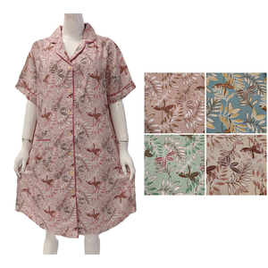 Chrysanta femmes Simple Vintage Kimono col en v motif Floral 100% rayonne respirant allaitement-friendly Plus chemise de nuit - Product Image 1