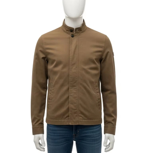 Mens Canvas Jacket With Mandarin Collar Cotton Twill Durable Outerwear Fashionable Casual <b>Coat</b> For Autumn Winter Daily Wear - Product Image 1