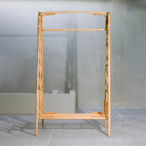 Organisateur de chambre rotin vêtements suspendus support durable en osier naturel vêtements rail pour la décoration intérieure - Product Image 5