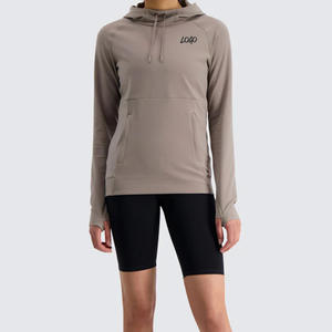 Venta al por mayor ligero elástico secado rápido Activewear personalizado entrenamiento de las mujeres Sudadera con capucha con estampado otoño temporada cuello con capucha - Product Image 3
