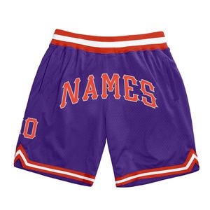 Pantalones Cortos de Baloncesto Industrie Direct Personalizados en Morado, Naranja y Gris, Estilo Retro Auténtico - Product Image 1