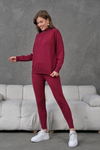 Ensemble de survêtement élégant pour femme, deux pièces, pull à demi-zip, jambe skinny, sport, décontracté, manches longues, tricot de haute qualité, élégant - Product Image 2
