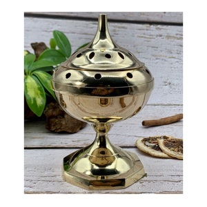 New Arrival Modern Decorative <b>Incense</b> Burner Holder Brass <b>Incense</b> Burner With Lid for Performing Pooja Arti Use in Best Price - Product Image 1