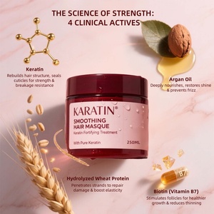 Salon professionnel <span class=keywords><strong>masque</strong></span> lissant à la kératine 250ml 72H effet lissant Protection thermique huile d'argan caractéristique de réparation des cheveux - Product Image 3