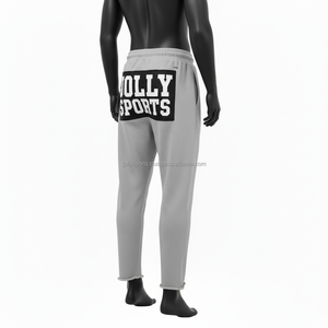Premium Men Jogger Pant Warm Fleece Fabric Color gris Bordado personalizado Patchwork Ropa deportiva de moda Pantalones lavados para hombres - Product Image 4