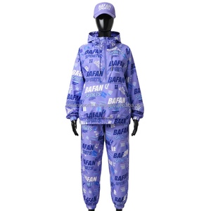 Conjunto cortavientos deportivo para mujer Premium 160GSM tela impermeable ligera azul violeta diseño de logotipo personalizado cortavientos de talla grande - Product Image 1