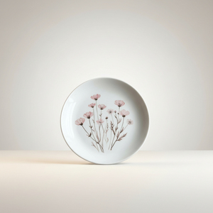 Elegante Juego de Platos de Cerámica con Diseño de Flores Silvestres Rosadas, Impresión Artística, Revestimiento Brillante, Diseño Duradero para Momentos de Cena con Elegancia - Product Image 1
