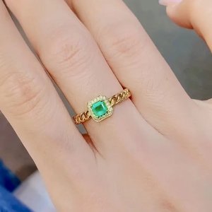 Anillo Infantil de Moda en Oro de 14K con Rodio, Certificado IGI, con Esmeralda Natural de Zambia y Moissanita, para Fiestas, Aniversarios, Piedra de Nacimiento de Mayo - Product Image 3