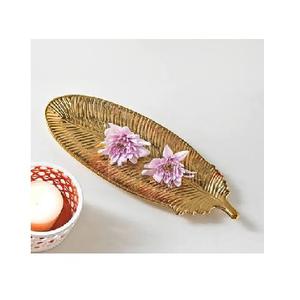 หรูหราบ้านที่สง่างามโลหะการออกแบบใบมือ Crafted โลหะตกแต่งถาดสำหรับขายในบ้านสำเร็จรูปทอง - Product Image 3