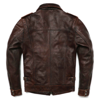 Erkek Kahverengi Vintage Hakiki Deri Ceket Premium Sığır Derisi Günlük Motosiklet Ceketi Retro Çok Cepli Biker Ceketi