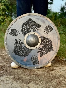 Escudo vikingo Medieval de la mejor calidad hecho a mano, el mejor juguete personalizable para jugar en batalla, diseño propio, cuchillos vikingos compatibles con OEM DIY - Product Image 4