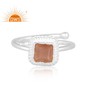 Anillo apilable de piedras preciosas de luna de Chocolate Natural de plata de ley fina, joyería personalizada para mujer, regalo para ella - Product Image 3