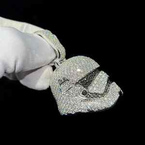 Colgante de Máscara Facial con Incrustaciones de Moissanita Estilo Hip Hop, Personalizable, Plata 925, Bañado en Rodio y Oro de 14K, Joyería Fina para Fiestas y Regalos - Product Image 6