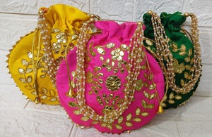 Bolsas de Gota Patti Potli indias hechas a mano bordadas espejo trabajo Festival regalo bolsa para mujeres Diwali Navratri Karwa Chauth favores - Product Image 2