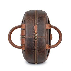 Unisex Brown Genuine Leather <b>Backpack</b> Vintage Style Adjustable <b>Strap</b> Zipper Closure Daily Use 20-35L High Quality Breathable - Product Image 4