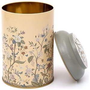 Kontensan ER1152E - Lata Redonda de Metal de 1.2L en Color Amarillo Pastel con Tapa de Diseño Floral de 105mm X 150mm para Organizadores de Joyería - Product Image 1