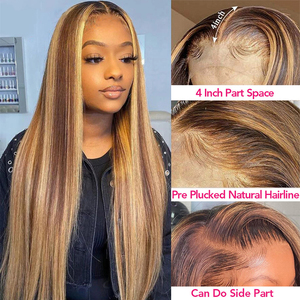 Venta al por mayor de <span class=keywords><strong>pelo</strong></span> brasileño crudo resaltar Color marrón pelucas de cabello humano encaje Frontal 100% cabello humano pelucas sin pegamento para mujeres <span class=keywords><strong>negras</strong></span> - Product Image 5