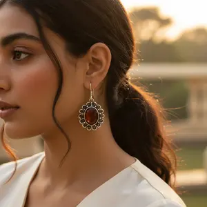 925 Silver Women's Gemstone <b>Jewelry</b> Elegant <b>Carnelian</b> Drop Earrings - Product Image 3