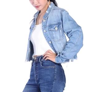 Hot Sale OEM Stylish <b>Women</b> Denim Jacket With Collar <b>Women</b> Customized <b>Light</b> <b>Blue</b> Washed Casual <b>Jean</b> Jacket for Sale 2026 - Product Image 4