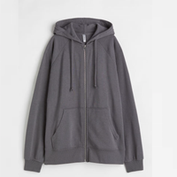Sweat à capuche unisexe d'hiver avec fermeture éclair intégrale, personnalisé avec appliqué, coupe oversize, taille XS, gaufré, délavé à la pierre, brodé, pour un style épuré