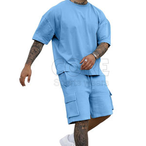 Nuevo conjunto corto personalizado de alta calidad para hombre, camiseta transpirable de verano, conjuntos de prendas de vestir exteriores de 2 piezas, pantalones cortos de estilo Cargo - Product Image 1