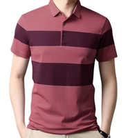 Camisa de Hombre a la Moda, Corte Regular, a Rayas, 100% Algodón, Tejido de Punto, Bordada, Casual, Anti-Pilling, Transpirable, 220g