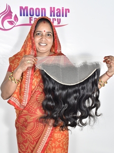Vente en gros de cheveux humains indiens naturels, frontal Bodywave, non traités chimiquement, non coupés, cuticules alignées, pour tissage - Product Image 5