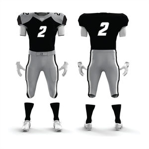Personalizado 100% poliéster sublimado uniforme de fútbol americano para los hombres transpirable negro y gris Tackle Twill equipo Jersey corto - Product Image 1