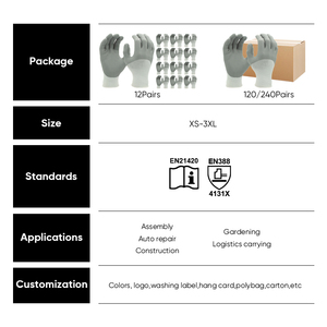 Logo personalizzato comodi guanti da lavoro di sicurezza rivestiti in schiuma di Nitrile 3/4 in Nylon Spandex 15 Gauge per <span class=keywords><strong>lavori</strong></span> raffinati - Product Image 6