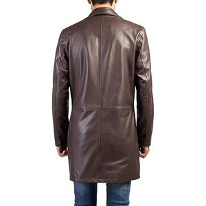 Manteau long en cuir de haute qualité pour hommes, confortable, respirant, vente en gros, manteau long en cuir pour hommes, séchage rapide, logo personnalisé, service OEM - Product Image 1