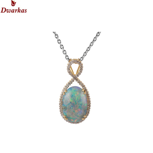 Bijoux personnalisés de luxe Colliers à breloques en opale plaqué or 18 carats Pendentif en argent sterling S925 avec zircon blanc et plusieurs pierres - Product Image 6