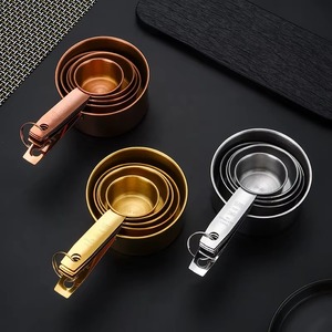 Tasses à mesurer classiques en métal cuillères couleur or plaqué parfait pour la cuisson ustensiles de cuisine et ensemble d'outils de mesure Barware - Product Image 2