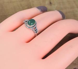 Natural Green Onyx Cabochon Gemstone Solid 925 Sterling Silver Handmade Ring Jewelry Sterling Silver 925 <b>Stamped</b> Ring Jewelry - Product Image 2