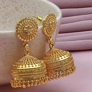 Wholesale Forming 14K 18K 24K Micro Gold Filled <b>Jhumka</b> <b>Earrings</b>, Brass Micro Gold Plated <b>Jhumka</b> <b>Earring</b>, Fashion <b>Jhumka</b> <b>Earrings</b> - Product Image 2