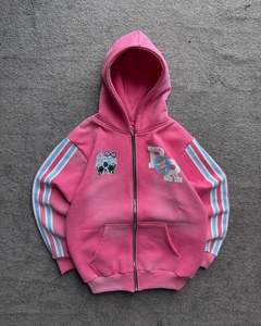 Sudaderas con capucha de gran tamaño para hombre más vendidas diseño de cremallera completa bordado 100% algodón Invierno bajo MOQ origen paquistaní venta al por mayor angustia - Product Image 4