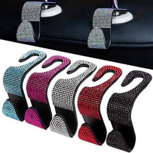 Diamante Bling diamantes de imitación asiento de coche gancho trasero Universal Auto reposacabezas soporte de almacenamiento accesorios interiores para niñas - Product Image 1