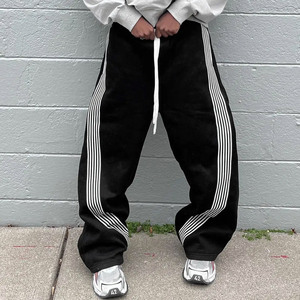 Pantalon de survêtement à rayures surdimensionné Baggy Jogger pantalon de survêtement évasé meilleure qualité pantalon de survêtement en tricot droit à rayures incurvées pour hommes - Product Image 4