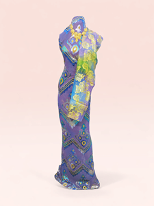 Black Maqbal Dirac Fabric with Multicolor Embroidery & Matching Purple Jacquard <b>Shawl</b> Luxury <b>Wedding</b> Set - Product Image 6