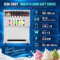 Machine à glace molle de comptoir 5 saveurs 50-55L/H en acier inoxydable, machine à desserts glacés 110V 220V ICM-390T Kolice