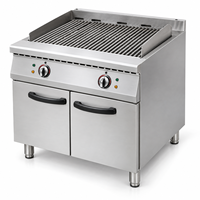 Grill au gaz commercial en acier inoxydable avec armoire, plaque de cuisson en pierre de lave pour restaurant et snack-bar