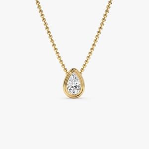 Collar de Perlas con Diamantes Cultivados en Laboratorio en Forma de Pera Clásica Hecho a Mano, 0.75 Ct E-F VS, Oro de 14K, para Ocasiones Especiales, Regalo para Fiestas - Product Image 1