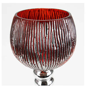 Hand Blown Colored Glass Mercury <b>Red</b> Etched Glass <b>Candle</b> Holder for Home Decor - Product Image 3