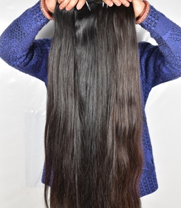 Cuticule indienne alignée 100% femmes Bundle machine double trame traitement aucun vente en gros couleur naturelle noir Extensions de cheveux humains - Product Image 2