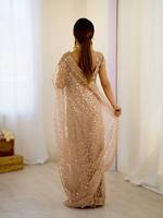 Saree sutra Satin lembut eksklusif dengan bordir indah pakaian pernikahan India dan pakaian pesta Saree untuk wanita