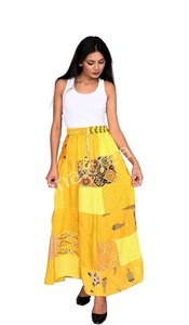 Jupe patchwork bohème décontractée de qualité standard avec décoration en dentelle taille durable et naturelle - Product Image 3