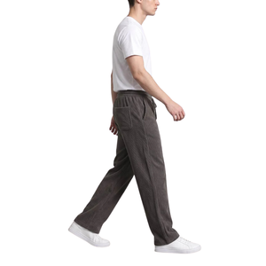 Pantalon de survêtement pour homme en tricot gaufré, coupe large, taille élastique avec cordon de serrage, décontracté, coupe droite, doux et respirant - Product Image 1