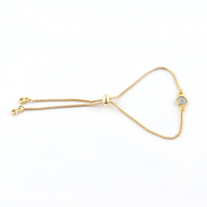 Minimaliste gris calcédoine CZ fait à la main Bracelet réglable nouvelle mode plaqué or boîte chaîne curseur serrure avec diamant pour cadeau - Product Image 5