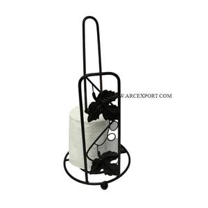 Porte-mouchoirs robuste et durable avec base noire, support pour serviettes avec rangement pour salle de bain, en acier inoxydable, support métallique - Product Image 5