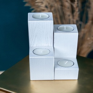 Soporte de madera para candelabro, soporte de madera dura para luz de té de roble, Juego de 4 unidades - Product Image 3
