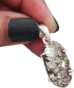 Colgante de Pirita Natural para Mujer, Poder Atrae Dinero, Regalo de Navidad, Joyería Hecha a Mano, Colgante de Plata de Ley 925 - Product Image 1